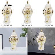 [AJAZ] Ceramic Ginger Jar Ginger Vase with Lid Collection Ceramic Flower Vase for