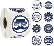 500PCS Fathers Day Stickers Round Envelope Seal Stickers Blue Happy Fathers Day Gift Label Stickers for Card Candy Bag Gift Wrapping Party Decoration Supplies