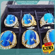TITANIA . Cat Eye Lighting Agate Ring Skybiru, High Quality TitaniumRing Smooth with Flash on the st