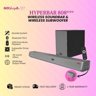 Hyperbar 808 BTRW 350W Karaoke Bluetooth TV Soundbar 8" Wireless SubWoofer Audio Speaker