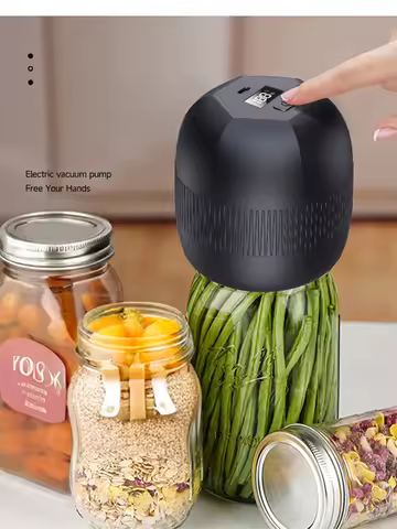 Electric Automatic Kitchen Mini Mason Jar Vacuum Sealer Kit - Pump Machine with Lids Food Preservati