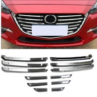12pcs ABS Chrome Plastic Auto Front Center Grille Cover Racing Grill Trim for Mazda 3 Mazda3 M3 Axel