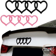 JONY  Love Heart Logo, ABS 8.58*2.76in Rear Trunk Emblem, Auto Accessories Decoration Black,Pink Car