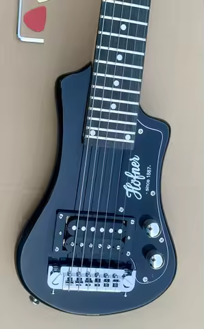 New Arrive Hofner Shorty Electric Travel Guitar In Black Free Bag