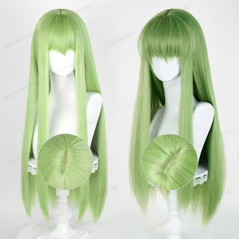 CC Enkidu Cosplay Wig 80cm Long Green Women Hair Anime Cosplay Wig Halloween Heat Resistant Syntheti