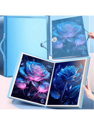 Handled Blue A3 40 Pages Diamond Painting Storage Canvas Display Transparent Pocket File Folder Albu