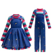 Movie Horror Chucky Halloween Girl Dress Boys Top and Jumpsuits Brother-sister Costume Chucky Child 