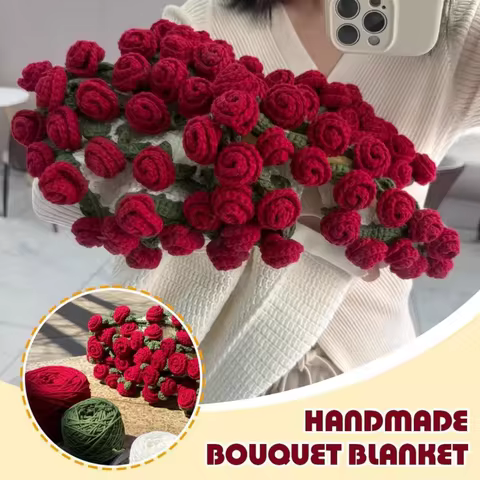 Rose Bouquet Shape Throw Blanket Foldable Flower Blanket Soft Flannel Cozy Wrap Blanket Creative Gif