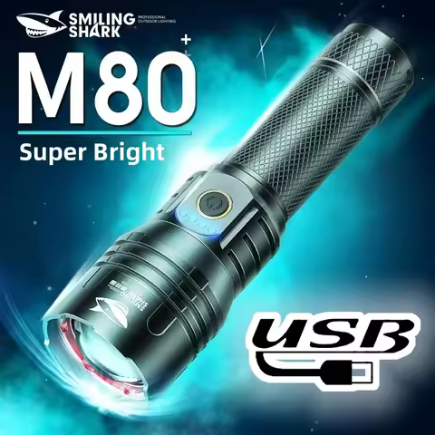 Smiling Shark SD7009 Powerful M80 Hightlight Flashlight, Rechargeable Handheld Torch, For Outdoor Ca