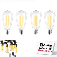 Powdeom E12 Spare Light Bulbs Solar ST38 Led Lights Bulb 24V Lamp Transparent Plastic Outdoor String