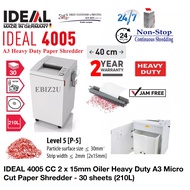 IDEAL 4005 CC 2 x 15mm Oiler Heavy Duty A3 Micro Cut Paper Shredder - 30 sheets (210L)