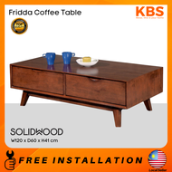 (FREE Installation+Delivery) KBS Fridda  FULL SOLID WOOD Coffee Table / 2 Large Drawers / W120 x D60