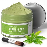 SHVYOG Green Tea Face Mask, Antioxidant Green Tea Clay Mask with Volcanic Mud, Deep Cleansing & Mois