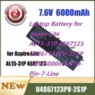 Laptop Battery for Aspire Lite AL15-31P 4867123 U4867123PV-2S1P  7.6V 6000mAh 10-Pin-7-Line