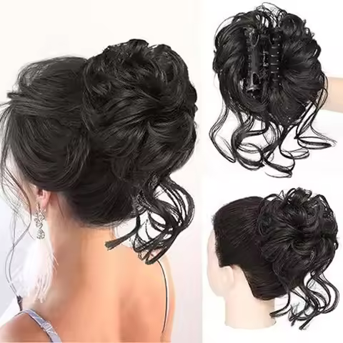 Curly and messy hair bun wig claw clip wavy hair bun bun bun bun wig hair grab women's daily party h