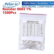 1500PCS 0603 SMD Resistor Assorted Kit 60ValuesX 25PCS 0ROhm~10M 1% 1 2.2 47 62 100 300 470 680 R Oh