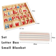 Children Montessori Language Educational Toys Instructions Activity Boxed Letter Blanket Wooden Blue