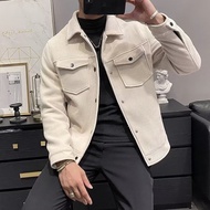 New Design Sense Trend Woolen Warm Jacket Men's Loose Simple Casual Versatile Handsome Jacket Light 