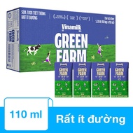 Thùng 48 hộp sữa tươi tiệt trùng Vinamilk Green Farm rất ít đường 110 ml (từ 1 tuổi)