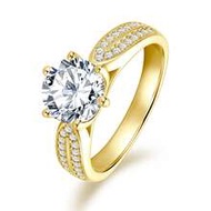 1PC 2ct/3ct Moissanite Engagement Rings For Women, 14K Gold Plated 925 Sterling Silver 8mm/9mm D Col