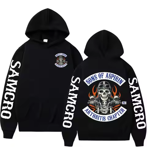 Motorcycle SoA - Sons of Aspirin - Funny Biker Hoodie Men's Fashion Casual Fleece Sweatshirt Unisex 