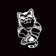 貓老大 車身貼紙 防水貼紙 貼紙 反光貼紙 銀白色 無底簍空