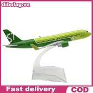 DIBO 16cm Green Diecast Metal 1:400 Scale S7 Airlines  A320 Plane Model .