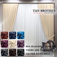 Ready Made Curtain 95% Blackout Siap Jahit Langsir (Cangkuk / Hook) Langsir RAYA Kain Tebal 100% Polyester Blackout