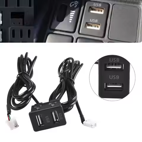 Car Switch Seat 4 6 Pin Dual USB Female Dash Board Shielded Cable Extension Multimedia Android Panel