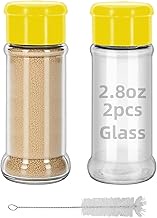 eispap 2Pcs Glass 2.8oz 80ml Seasoning Containers with Screw Lids to Pour or Shake,Portable Empty Cl