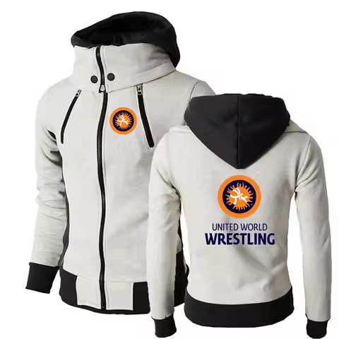 United World Wrestling UWW 2025 Mans Spring and Autumn Streetwear New Three-color Zipper Hoodies Swe