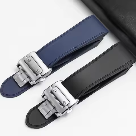 For Cartier santos100 Santos silicone rubber watch strap santos 100 Metal buckle watchband men Black