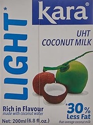 Kara UHT Coconut Cream Milk Light (Less Fat), 200 ml