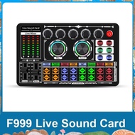 F999 Sound Card Audio Mixer Live Sound Card Voice Changer Mixing Console Amplifier Sound Card Phone 