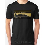 Men Tshirts 【Preferred Boutique】 100% Cotton Short Sleeve Ayrton Senna Lotus 98T Ayrton Senna Logo M