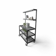 消光黑金屬塊根植物架 可移動推車式 移動式金屬塊根植物架