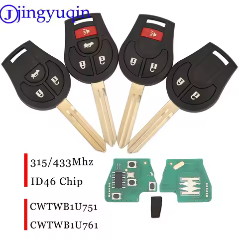 jingyuqin 2/3/4 Buttons Remote Car Key 315/433MHZ ID46 Chip For Nissan CWTWB1U751/CWTWB1U761 1788D-W