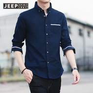 JEEP SPIRITเสื้อ แขนยาวผู้ชายเสื้อลำลองอ๊อกฟอร์ดหมุน