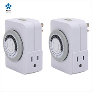 US Plug, 2Pcs 24-Hour Outlet Timer with 2 Grounded Outlets Timer Outlet for Electrical Outlets,30-Mi