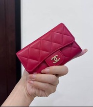 chanel 紅金裸包 紅 零錢包 錢包 卡夾 短夾