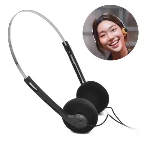 Portable Over Ear Underwire Headphone Vintage Wired Retro Feelings Headphone 3.5mm 80s 90s Music Mp3