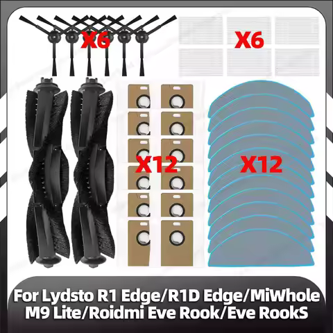 Compatible for Lydsto R1 Edge / Miwhole M9 Lite / Roidmi Eve Rook Replacement Side Brush HEPA Filter