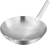 Stainless Steel Wok 1.8mm Thick Chinese Handmade Wok Traditional Non Stick Rusting Gas Wok Cooker Pa