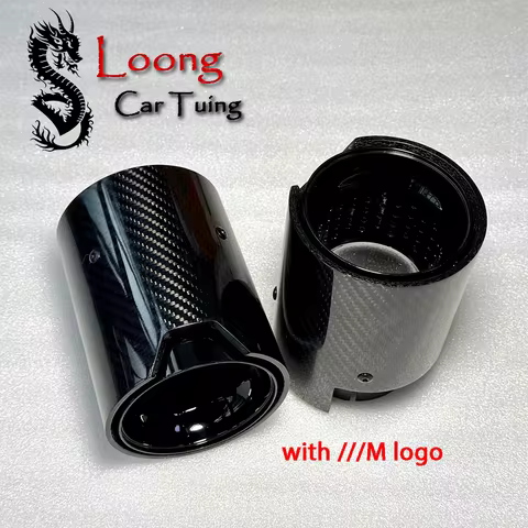1Pcs M Logo Glossy Black M2 M3 M4 M5 Performance Carbon Exhaust Tips For BMW F87 F80 F82 F83 F90 Tai