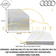 CAFAA611-AUDI A6 ( 4G / C7 ) '11 / A7 ( 4G8 ) '11 / A8 ( D4 / 4H ) '11 CABIN AIR FILTER ( PC ) 4HO 8