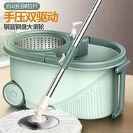 免手洗雙驅動旋轉拖把懶人家用手壓輪子拖把桶滾輪