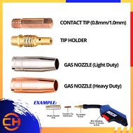 MIG WELDING MB15 NOZZLE GAS NOZZLE / TIP HOLDER / CONTACT TIP 0.8MM / CONTACT TIP 1.0MM
