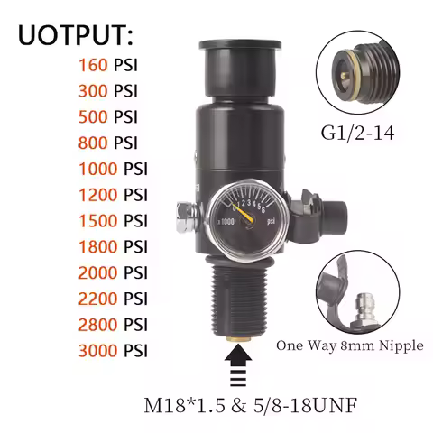 HPA 300bar 4500psi Gas Cylinder Refill Valvula Reguladora Output 800psi to 3000psi Air Tank Fittings