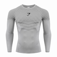 GYMSHARK/ONYX5 Gym Compression Dry Fit Men's Fitness Long Sleeves T-shirt Spring And Autumn Outdoor 