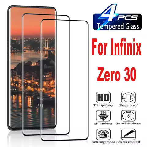 2/4Pcs 3D Tempered Glass For Infinix Zero 30 4G Edge Glue Screen Protector Glass Film